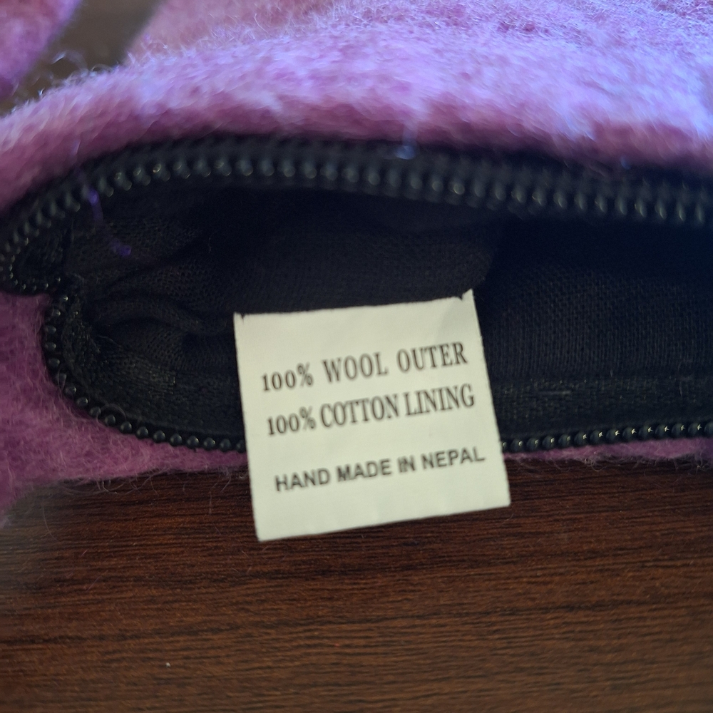 NWOT Himalayan Wool Purple and Multi Colored Felt Flower Bag - Picture 4 of 4